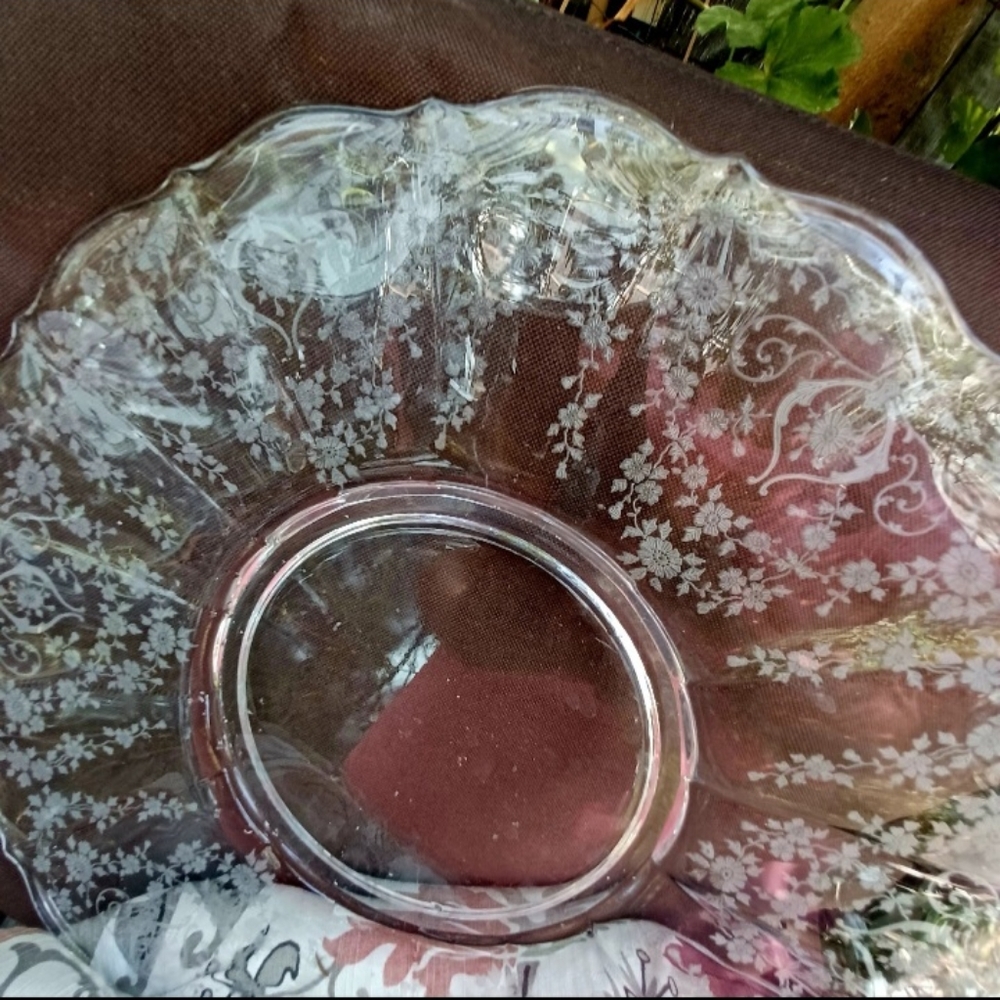 Vintage Cambridge Diane Etched Large Rolled Edge Serving/Torte Plate 14”